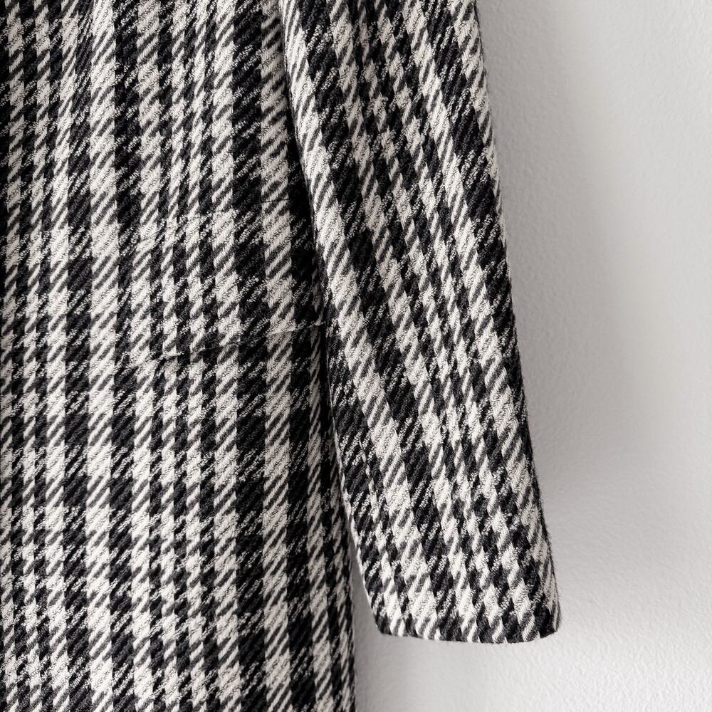 Vintage 90s Dana Buchman Wool Coat Houndstooth Designer Long Jacket Petite NWOT - Picture 11 of 15